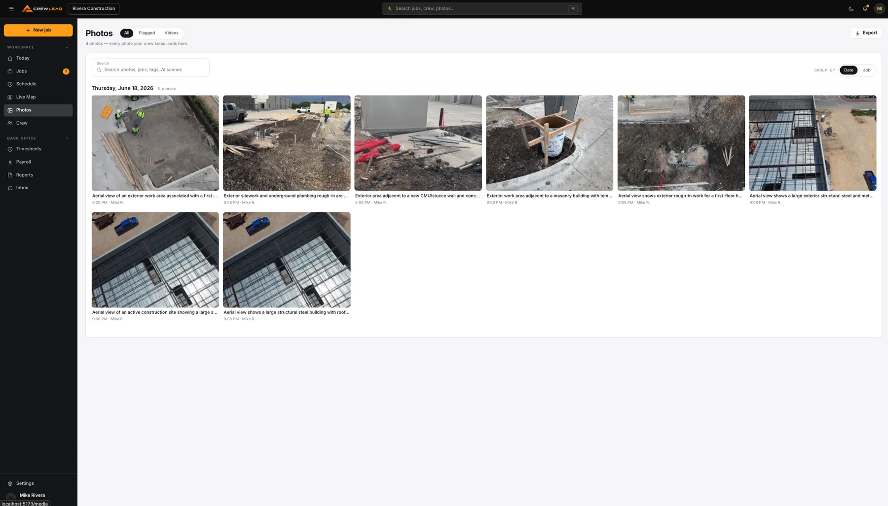 Every photo lands here, captioned by AI